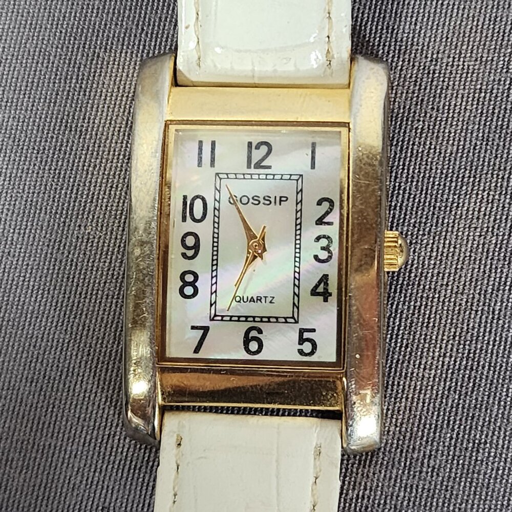 Gossip Mother of Pearl Gold Tone Leather Band Quartz Japan Mvmt GSP231B Watch